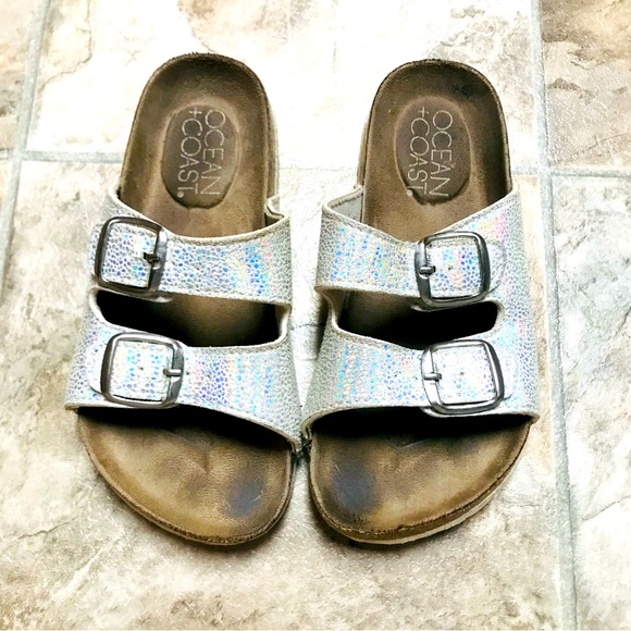 Ocean + Coast silver slip on sandals size 1 - Picture 1 of 7